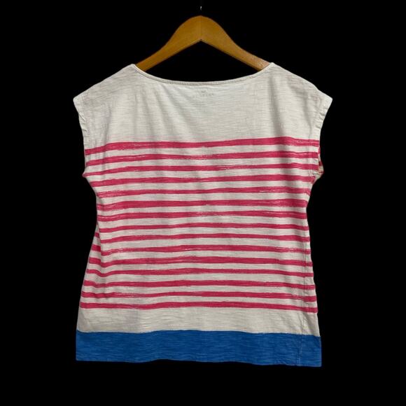 Talbots Sleeveless Top Women's Small White Striped Round Neck Shirt 100% Cotton - Picture 4 of 10